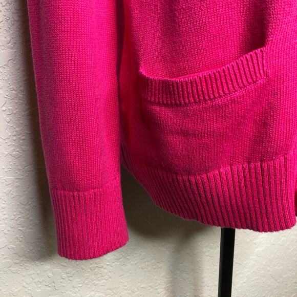 Pendleton bright pink cotton v neck button front cardigan size Large - Picture 4 of 16